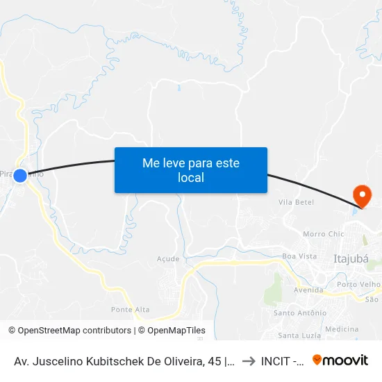 Av. Juscelino Kubitschek De Oliveira, 45 | Ponto Final De Piranguinho to INCIT - UNIFEI map