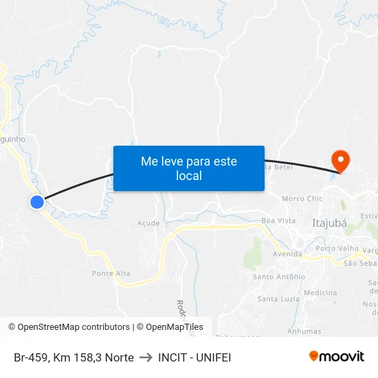 Br-459, Km 158,3 Norte to INCIT - UNIFEI map