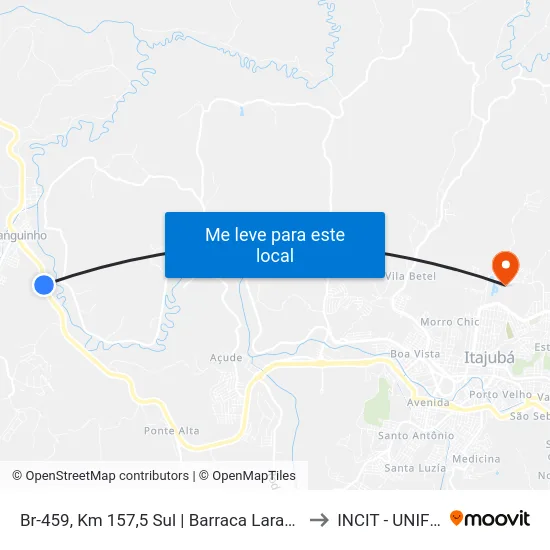 Br-459, Km 157,5 Sul | Barraca Laranja to INCIT - UNIFEI map