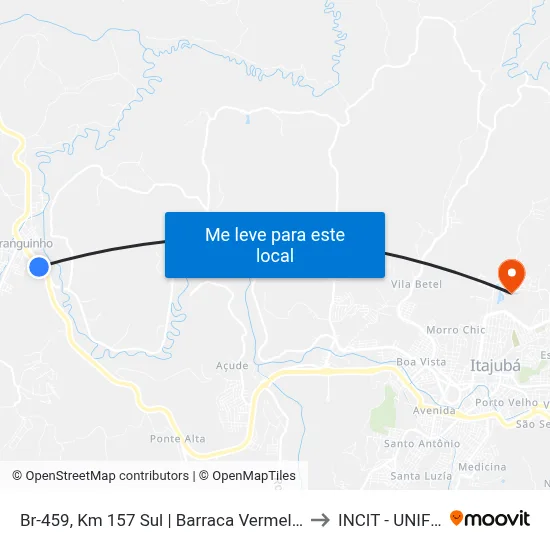 Br-459, Km 157 Sul | Barraca Vermelha to INCIT - UNIFEI map