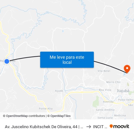 Av. Juscelino Kubitschek De Oliveira, 44 | Barraca Verde/Trevo De Piranguinho to INCIT - UNIFEI map