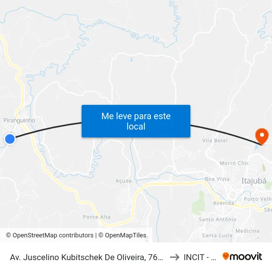 Av. Juscelino Kubitschek De Oliveira, 764 | Assembleia De Deus to INCIT - UNIFEI map