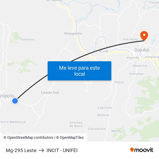 Mg-295 Leste to INCIT - UNIFEI map