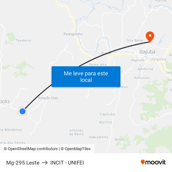 Mg-295 Leste to INCIT - UNIFEI map