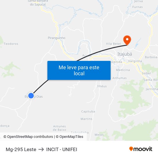 Mg-295 Leste to INCIT - UNIFEI map