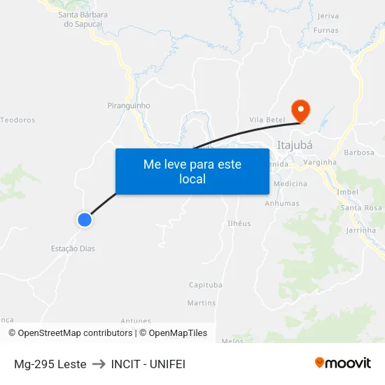 Mg-295 Leste to INCIT - UNIFEI map