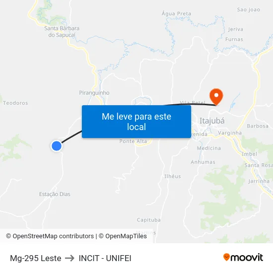 Mg-295 Leste to INCIT - UNIFEI map