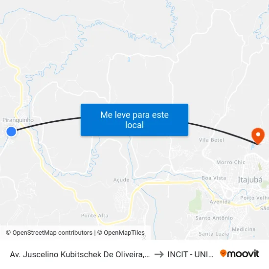 Av. Juscelino Kubitschek De Oliveira, 492 to INCIT - UNIFEI map