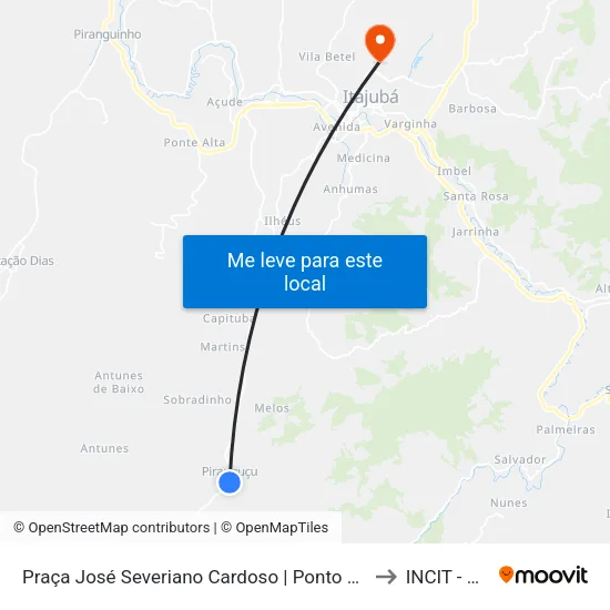 Praça José Severiano Cardoso | Ponto Final De Piranguçu to INCIT - UNIFEI map