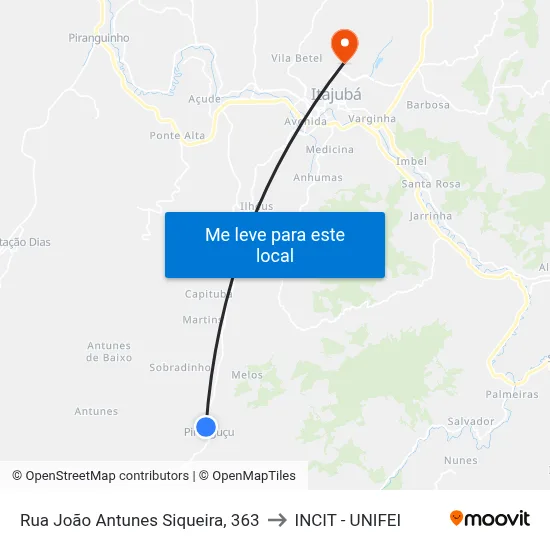 Rua João Antunes Siqueira, 363 to INCIT - UNIFEI map