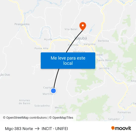 Mgc-383 Norte to INCIT - UNIFEI map