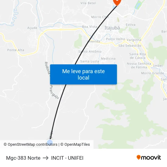 Mgc-383 Norte to INCIT - UNIFEI map