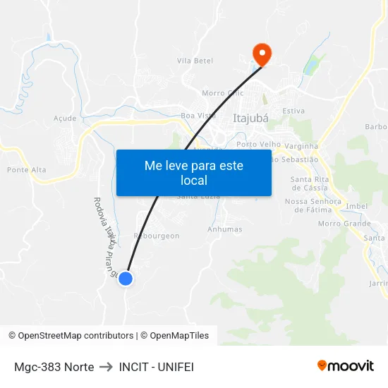 Mgc-383 Norte to INCIT - UNIFEI map