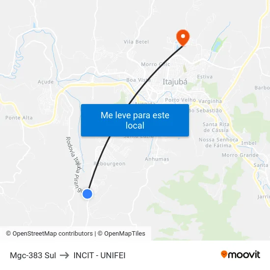Mgc-383 Sul to INCIT - UNIFEI map