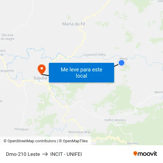 Dmo-210 Leste to INCIT - UNIFEI map