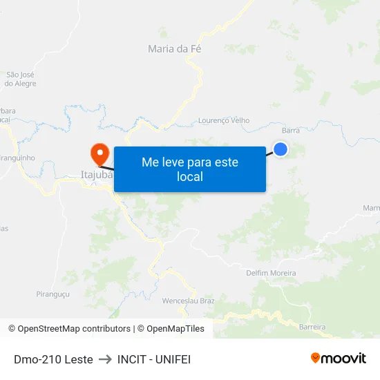 Dmo-210 Leste to INCIT - UNIFEI map