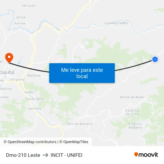 Dmo-210 Leste to INCIT - UNIFEI map