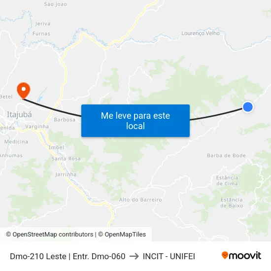 Dmo-210 Leste | Entr. Dmo-060 to INCIT - UNIFEI map