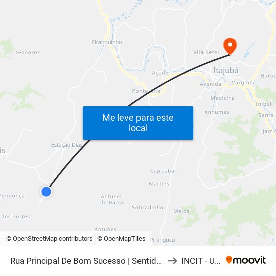 Rua Principal De Bom Sucesso | Sentido Bom Sucesso to INCIT - UNIFEI map