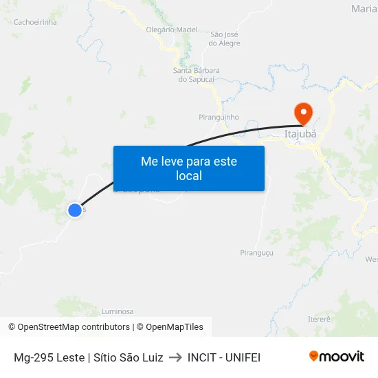 Mg-295 Leste | Sítio São Luiz to INCIT - UNIFEI map