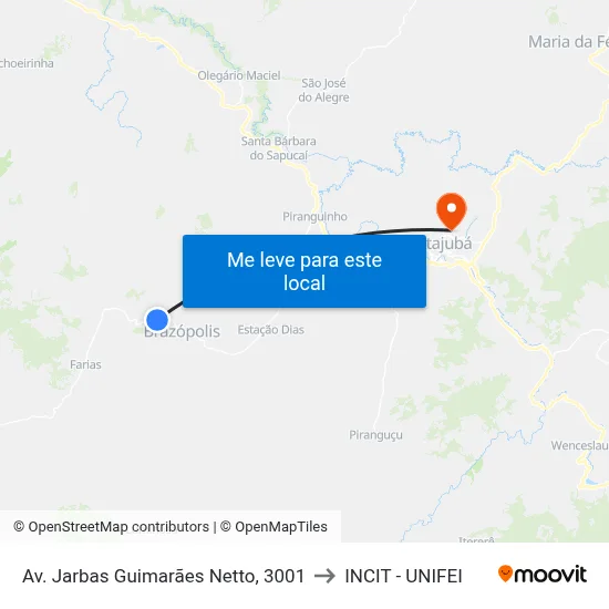 Av. Jarbas Guimarães Netto, 3001 to INCIT - UNIFEI map