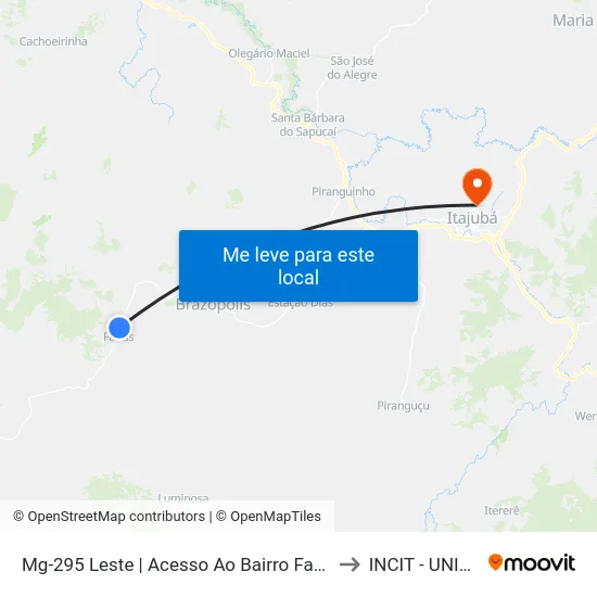 Mg-295 Leste | Acesso Ao Bairro Farias to INCIT - UNIFEI map