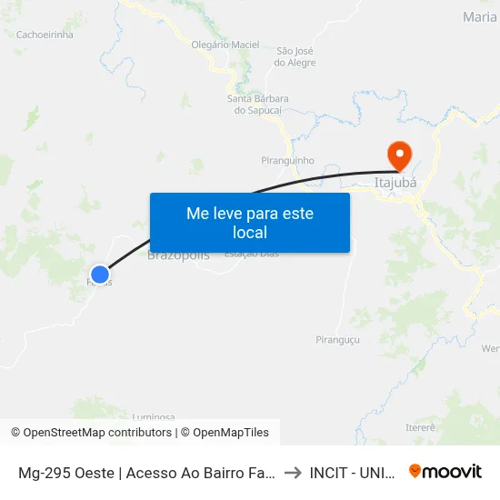 Mg-295 Oeste | Acesso Ao Bairro Farias to INCIT - UNIFEI map