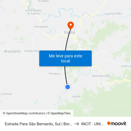 Estrada Para São Bernardo, Sul | Borges to INCIT - UNIFEI map