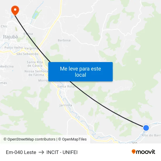 Em-040 Leste to INCIT - UNIFEI map