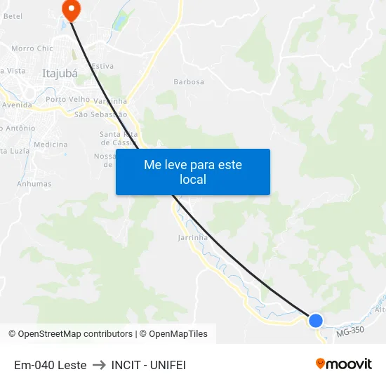 Em-040 Leste to INCIT - UNIFEI map