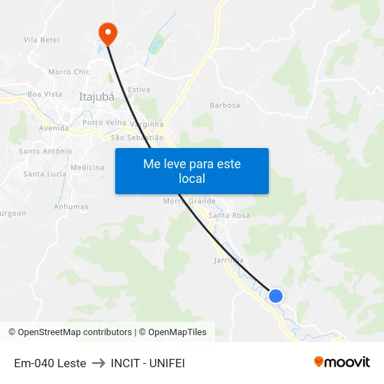 Em-040 Leste to INCIT - UNIFEI map