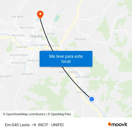 Em-040 Leste to INCIT - UNIFEI map