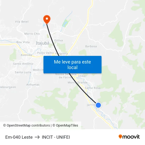 Em-040 Leste to INCIT - UNIFEI map