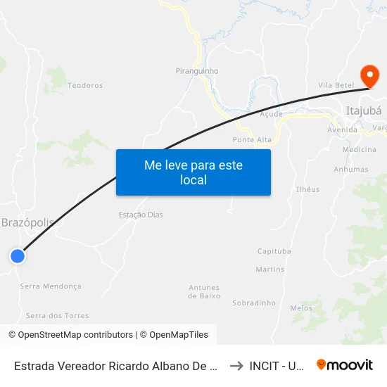 Estrada Vereador Ricardo Albano De Oliveira, Sul to INCIT - UNIFEI map