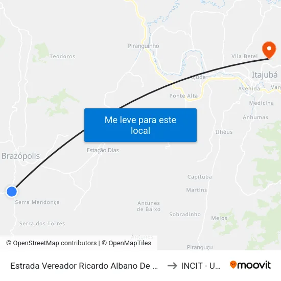Estrada Vereador Ricardo Albano De Oliveira, Sul to INCIT - UNIFEI map