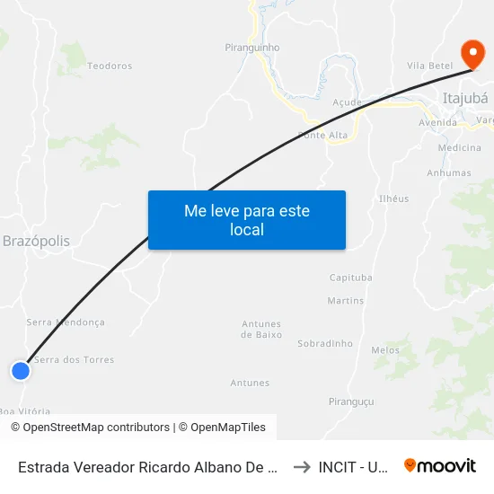 Estrada Vereador Ricardo Albano De Oliveira, Sul to INCIT - UNIFEI map