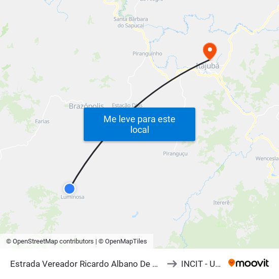 Estrada Vereador Ricardo Albano De Oliveira, Norte to INCIT - UNIFEI map