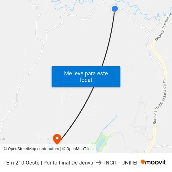 Em-210 Oeste | Ponto Final De Jerivá to INCIT - UNIFEI map