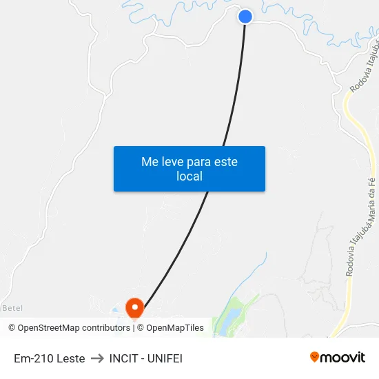 Em-210 Leste to INCIT - UNIFEI map