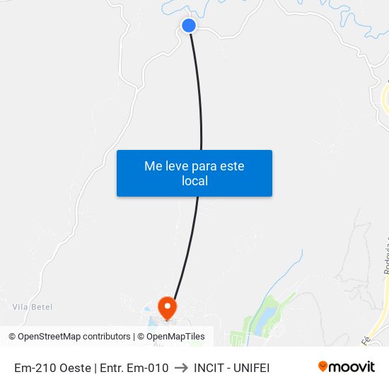 Em-210 Oeste | Entr. Em-010 to INCIT - UNIFEI map