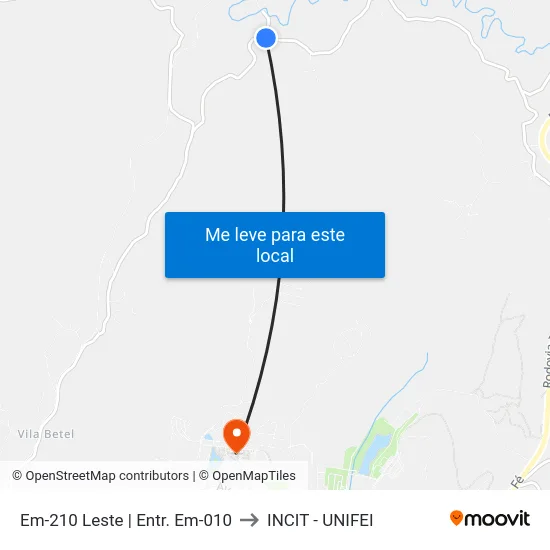 Em-210 Leste | Entr. Em-010 to INCIT - UNIFEI map