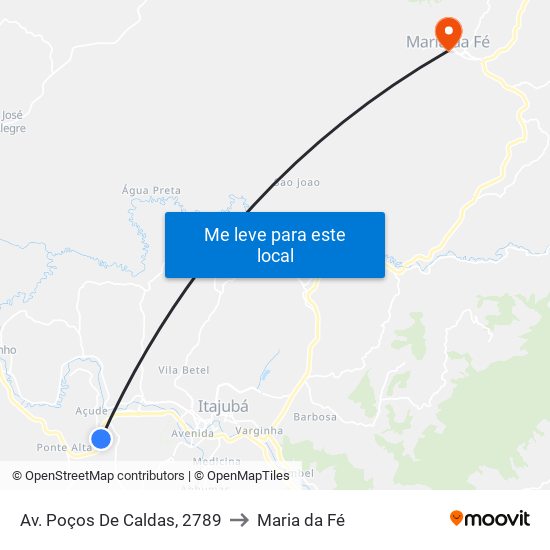 Av. Poços De Caldas, 2789 to Maria da Fé map