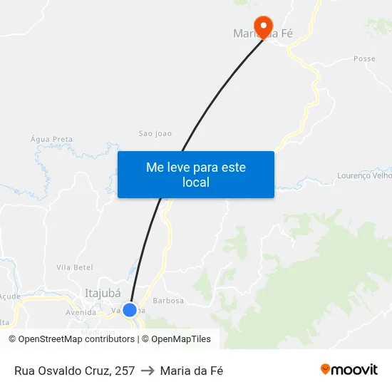 Rua Osvaldo Cruz, 257 to Maria da Fé map