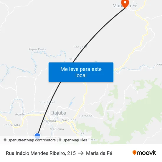 Rua Inácio Mendes Ribeiro, 215 to Maria da Fé map
