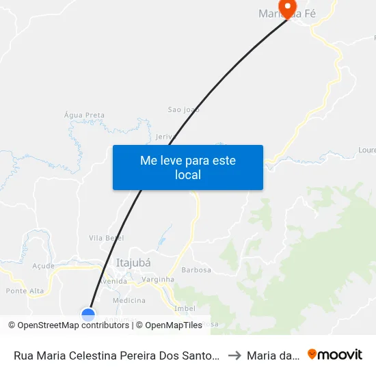 Rua Maria Celestina Pereira Dos Santos, 340 to Maria da Fé map