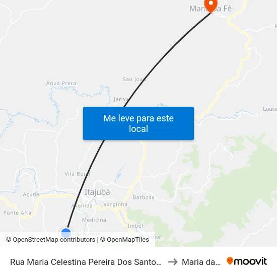 Rua Maria Celestina Pereira Dos Santos, 545 to Maria da Fé map