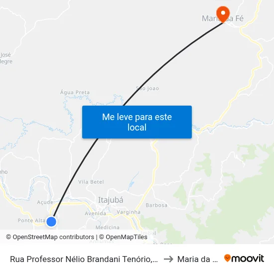 Rua Professor Nélio Brandani Tenório, 55 to Maria da Fé map