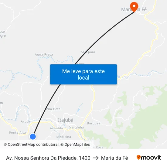 Av. Nossa Senhora Da Piedade, 1400 to Maria da Fé map