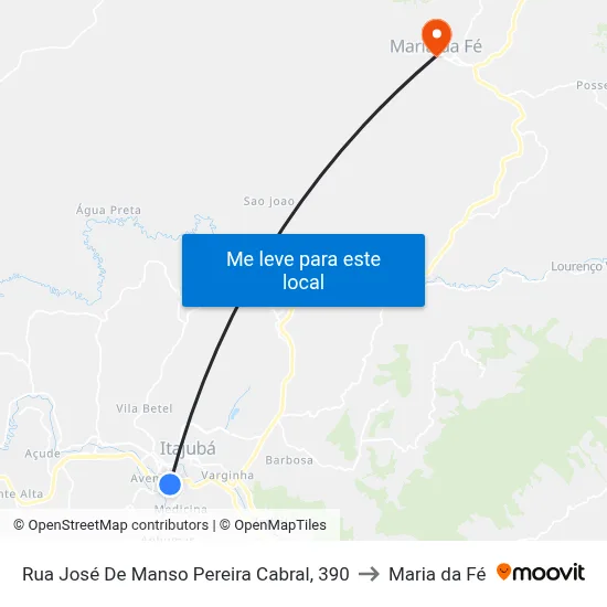 Rua José De Manso Pereira Cabral, 390 to Maria da Fé map