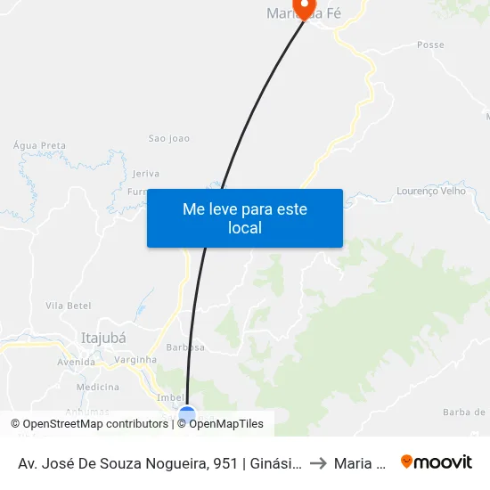 Av. José De Souza Nogueira, 951 | Ginásio Poliesportivo to Maria da Fé map